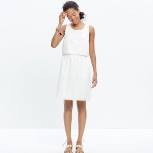 Madewell Eyelet Open Back Overlay Dress, White, Size 0
